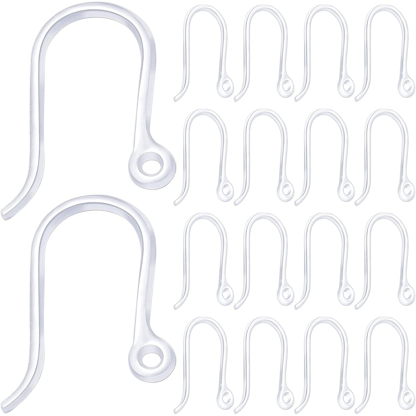 60pcs Plastic Earring Hooks Hypoallergenic Safety Ear Wire with Loop Fish Hook Earrings Dangle Earring Connectors for DIY Jewelry Making Handmade Decoration(Transparent)