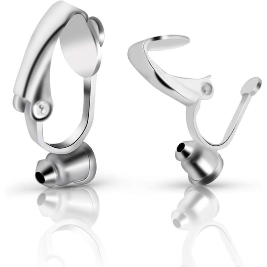 BronaGrand 20 Pieces Clip-on Earring Converter Components Findings with Post, Silver