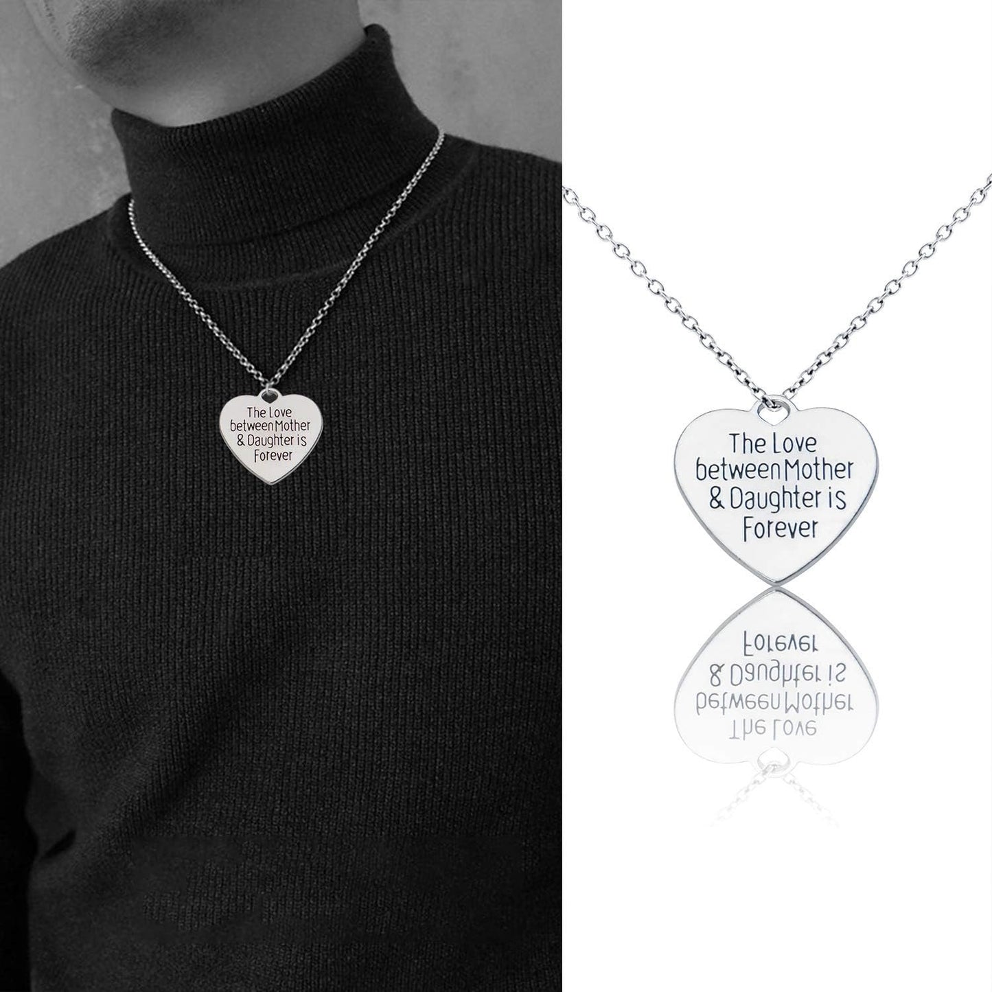 30pcs Heart-shaped Charms with Message 'The Love Between Mother & Daughter is Forever' Crafts Supplies Jewelry Findings for Bracelet Necklace Keychain Pendants