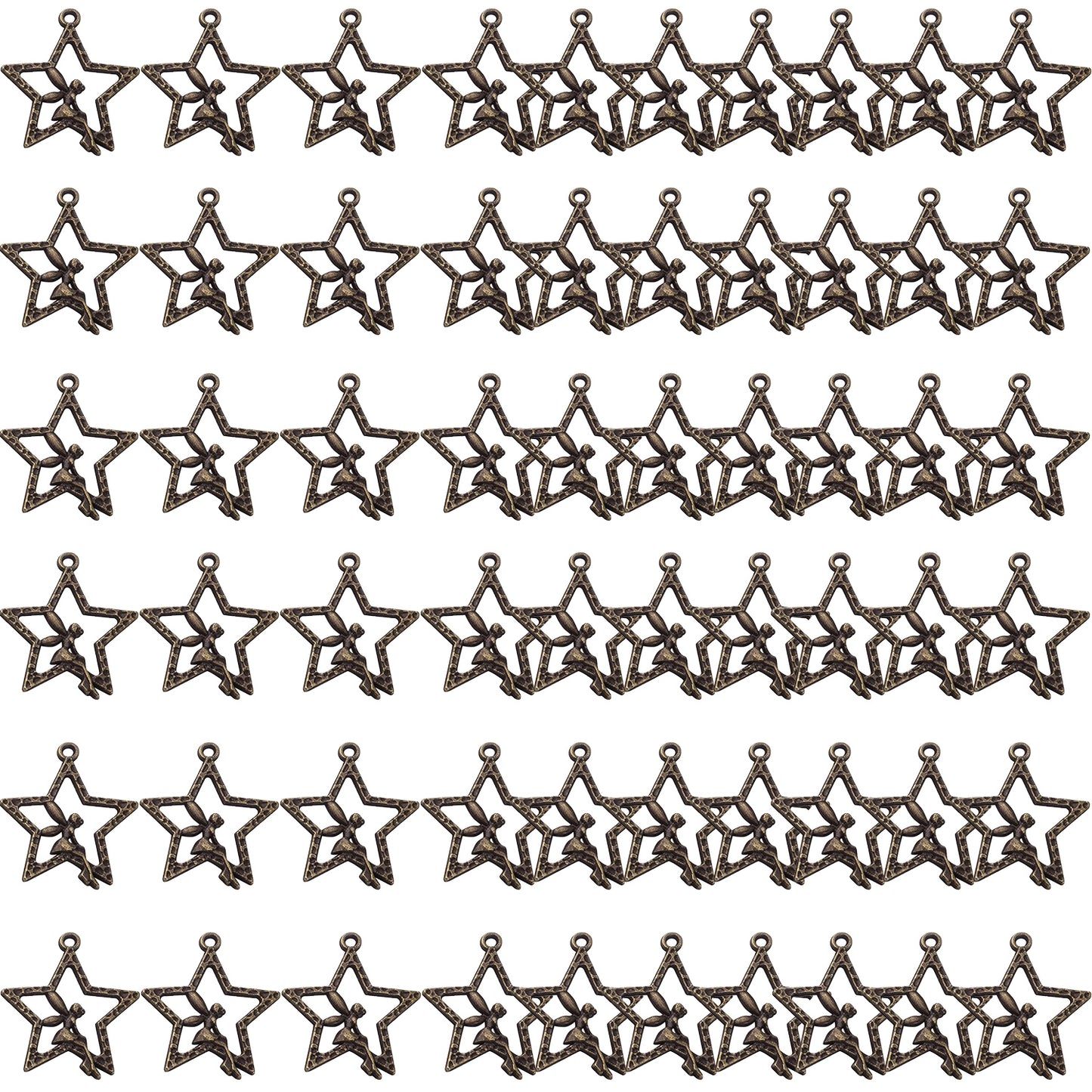 60pcs Fairy Charm Pendants Alloy Angle Charms Fairy on Star Charms Craft Supplies for DIY Earrings Necklace Bracelet Jewelry Making and Crafting Accessory, 3 Colors