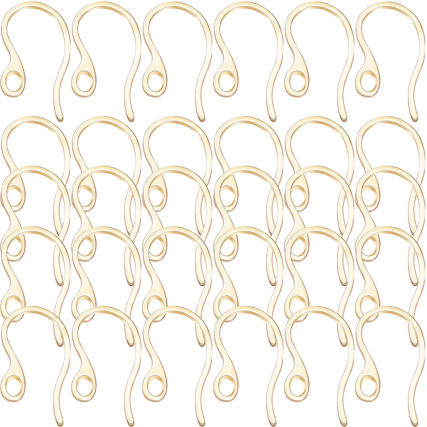 30pcs 3 Colors Stainless Steel Earring Hooks Ear Wire with Loop Hole Earring Findings for DIY Dangle Earrings Jewelry Making Art Craft Projects, 22.7 mm x 11.7 mm
