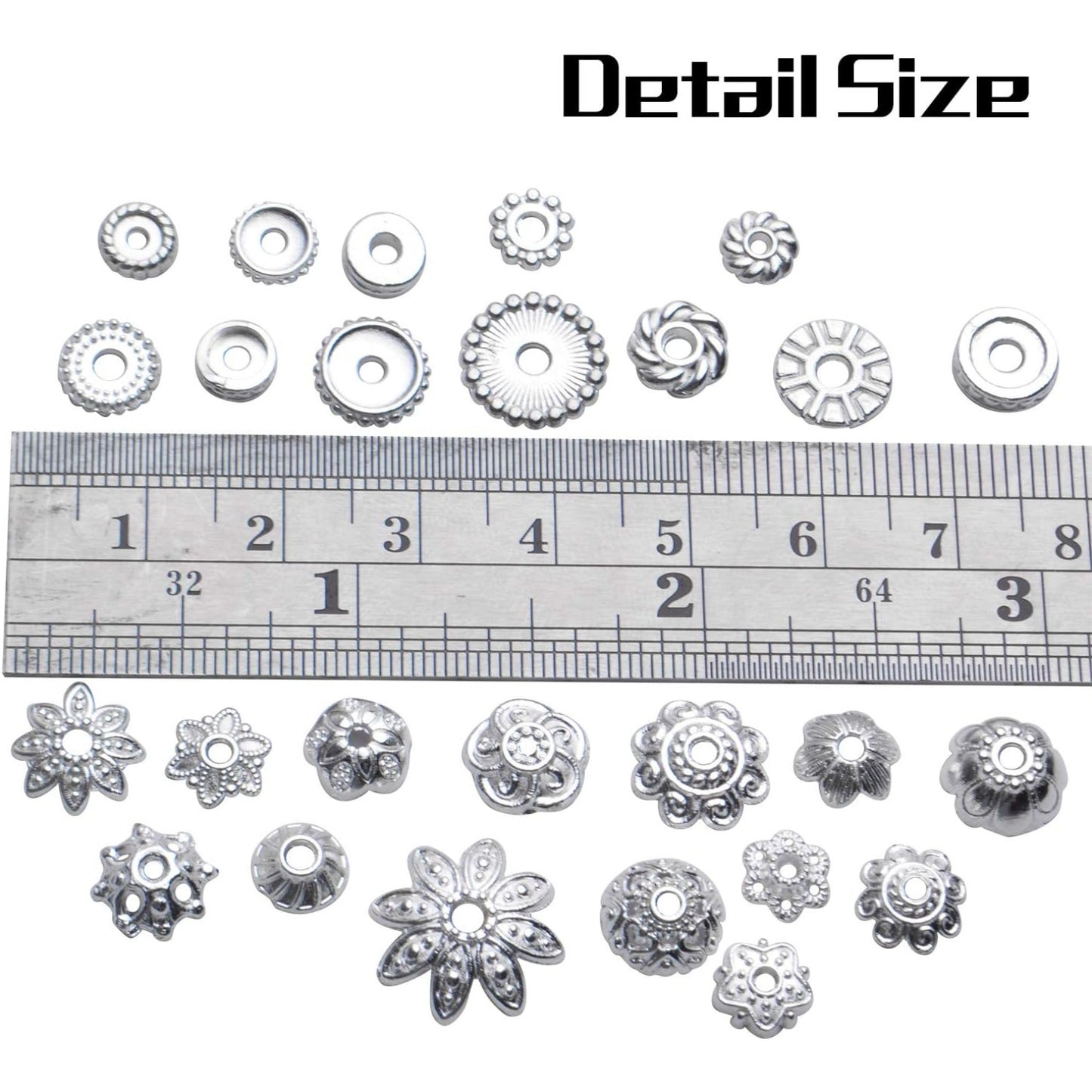 100g Mixed Metal Flower Caps Ends Tibetan Silver Spacer Loose Beads for Jewelry Making