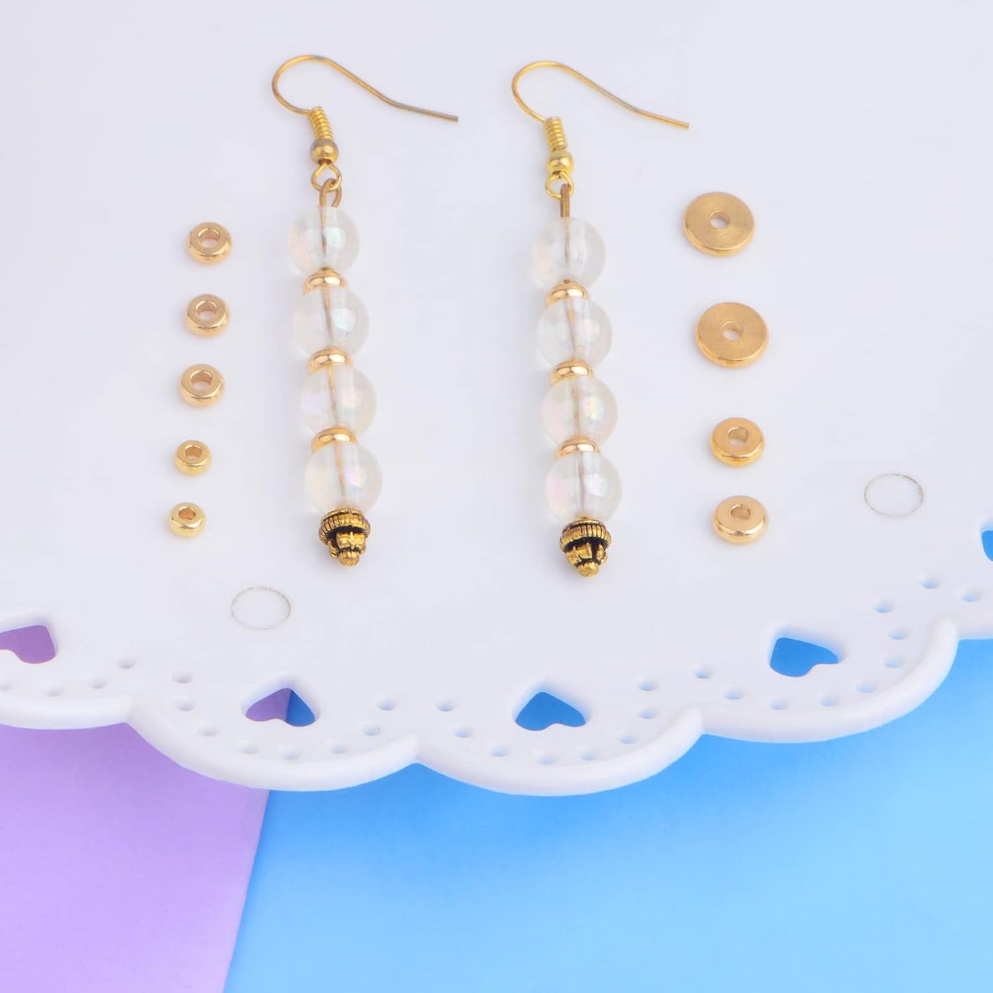 80pcs Brass Flat Round Spacer Beads Hypoallergenic Tiny Disc Loose Charm Beads Accessories for DIY Bracelet Necklace Jewelry Making Supplies, 4mm/5mm/6mm/8mm