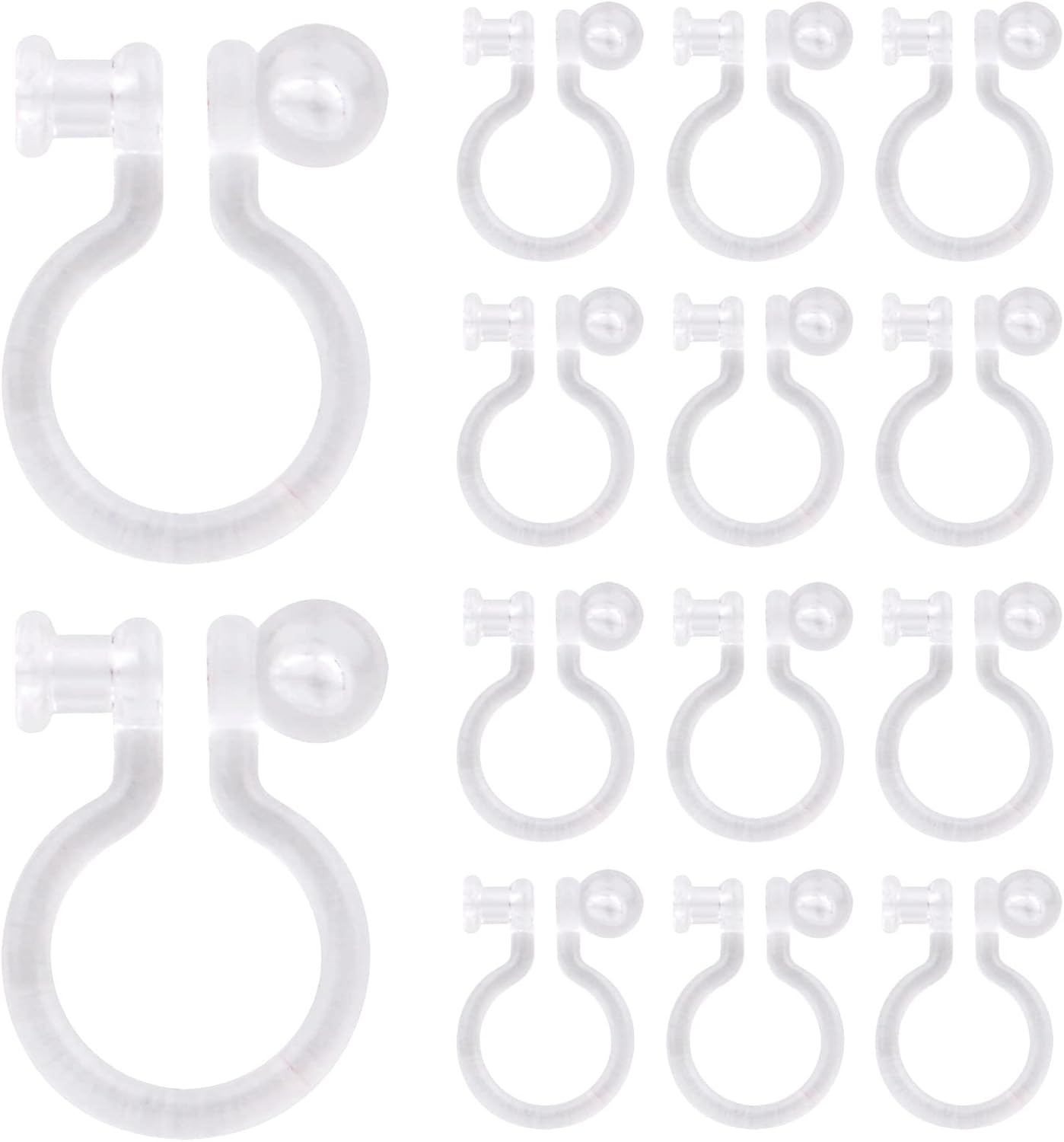 20 Pieces Clear Clip-on Earring Converters Component Resin Earring Findings Fit 0.75mm Pins for Non-Pierced Ears DIY Earring Making Supplies