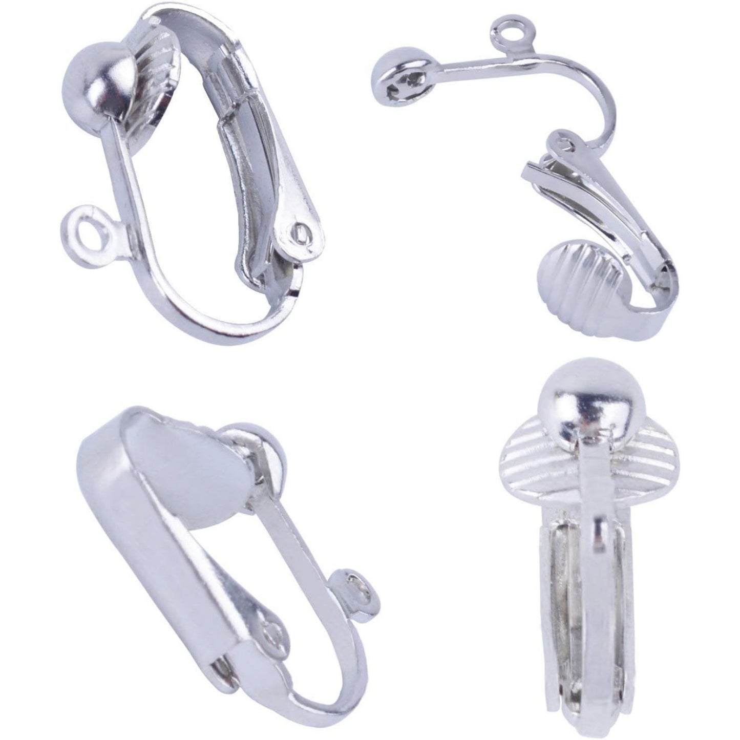 BronaGrand 20pcs Clip-on Earring Converter with Easy Open Loop (Silver)