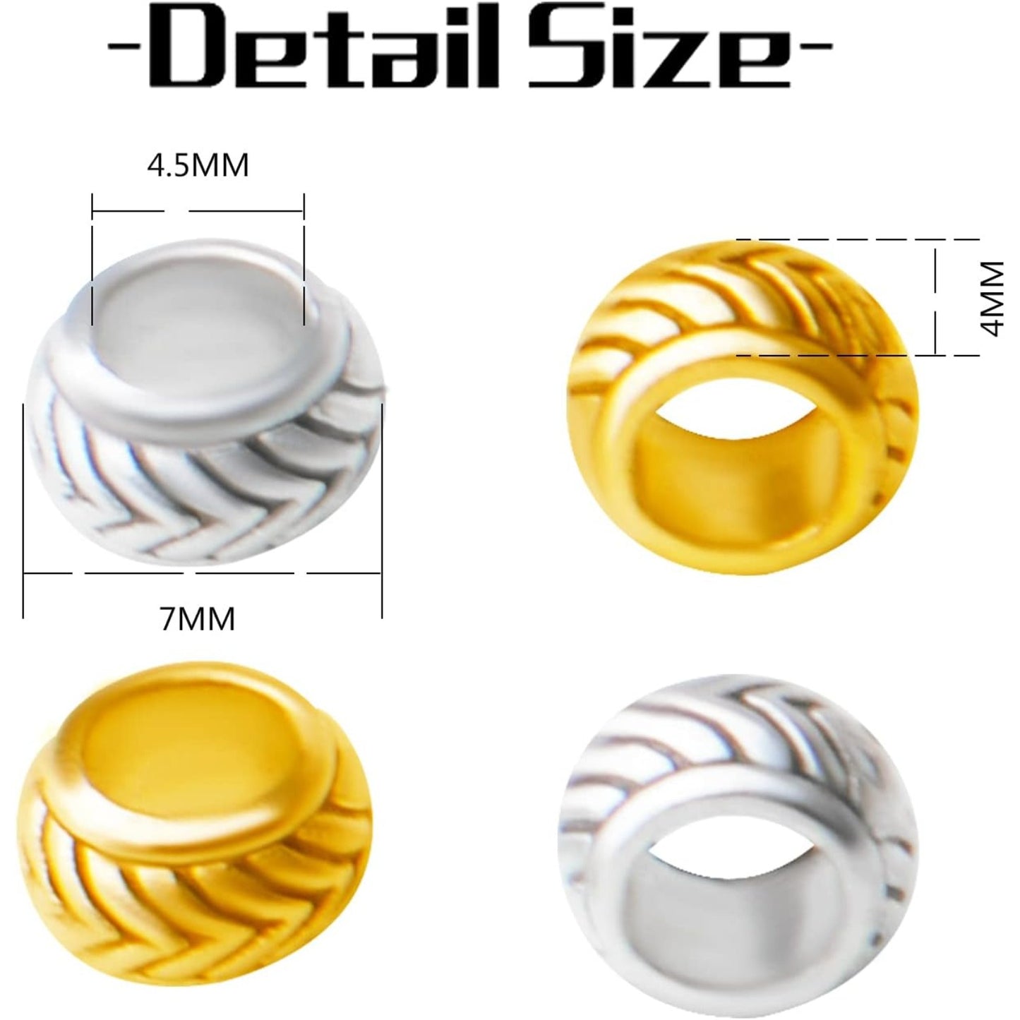 100pcs Large Hole Spacer Beads European Alloy Rondelle Spacers Loose Beads Jewelry Tube Spacers Jewelry Beads for Bracelet Necklace DIY Jewelry Making,Hole: 4.5mm