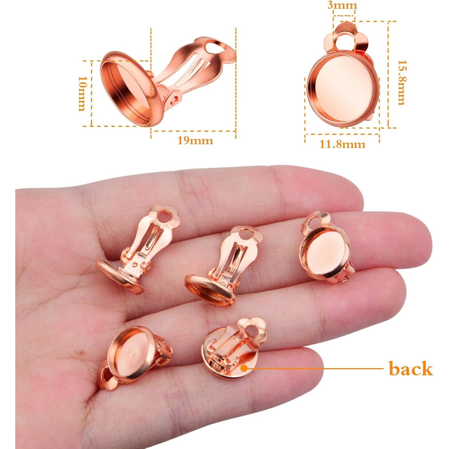 Clip-on Earring Converters, 20pcs (10 Pair) Flat Round Earring Trays 12mm Earring Cabochon Setting Converter for Non Pierced Ears Earring Making - Silver