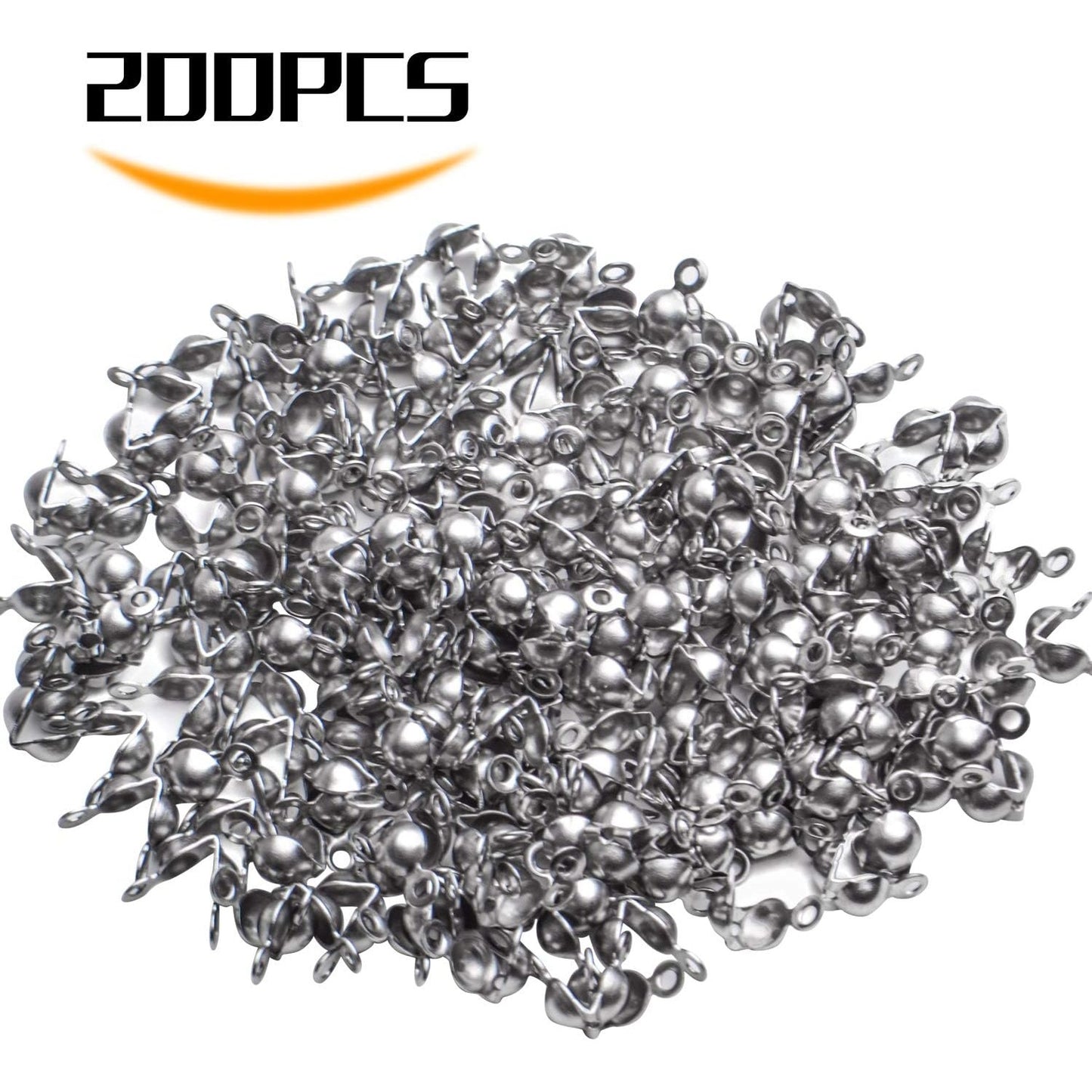 Calotte Ends,200Pcs Stainless Steel Open Clamshell Knot Covers Fold-Over Bead Tips for Necklace Bracelet Jewelry Making