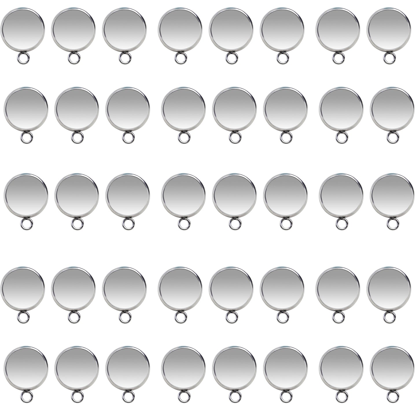 40 Pieces Stainless Steel Cabochon Blank Earring Studs Earring Tray and 40 Pieces Silicone Clear Earring Back for Earring Making,6mm,8mm,10mm,12mm