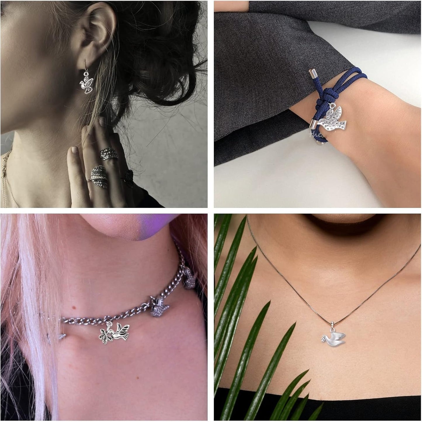 60pcs 12 Styles Bird Charms Tibetan Alloy Swallow Hummingbird Pendants Vintage Animal Charms with a Box for DIY Bracelet Necklace Jewelry Making, Antique Silver