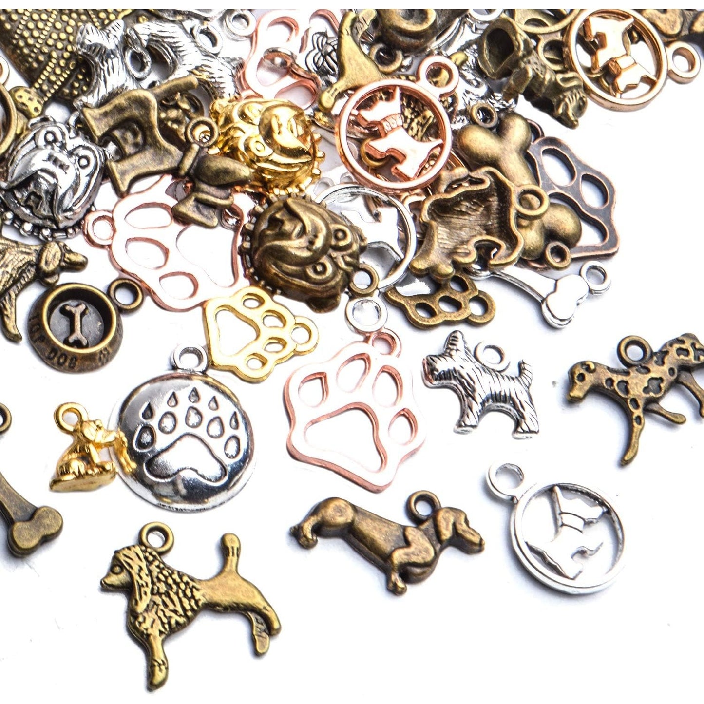 Dog Charms Bulk, 100 Gram Wholesale Mixed Antique Animal Charms Alloy Pet Dog Pendants Craft Supplies Jewelry Findings Accessory for DIY Necklace Bracelet Earring Crafting