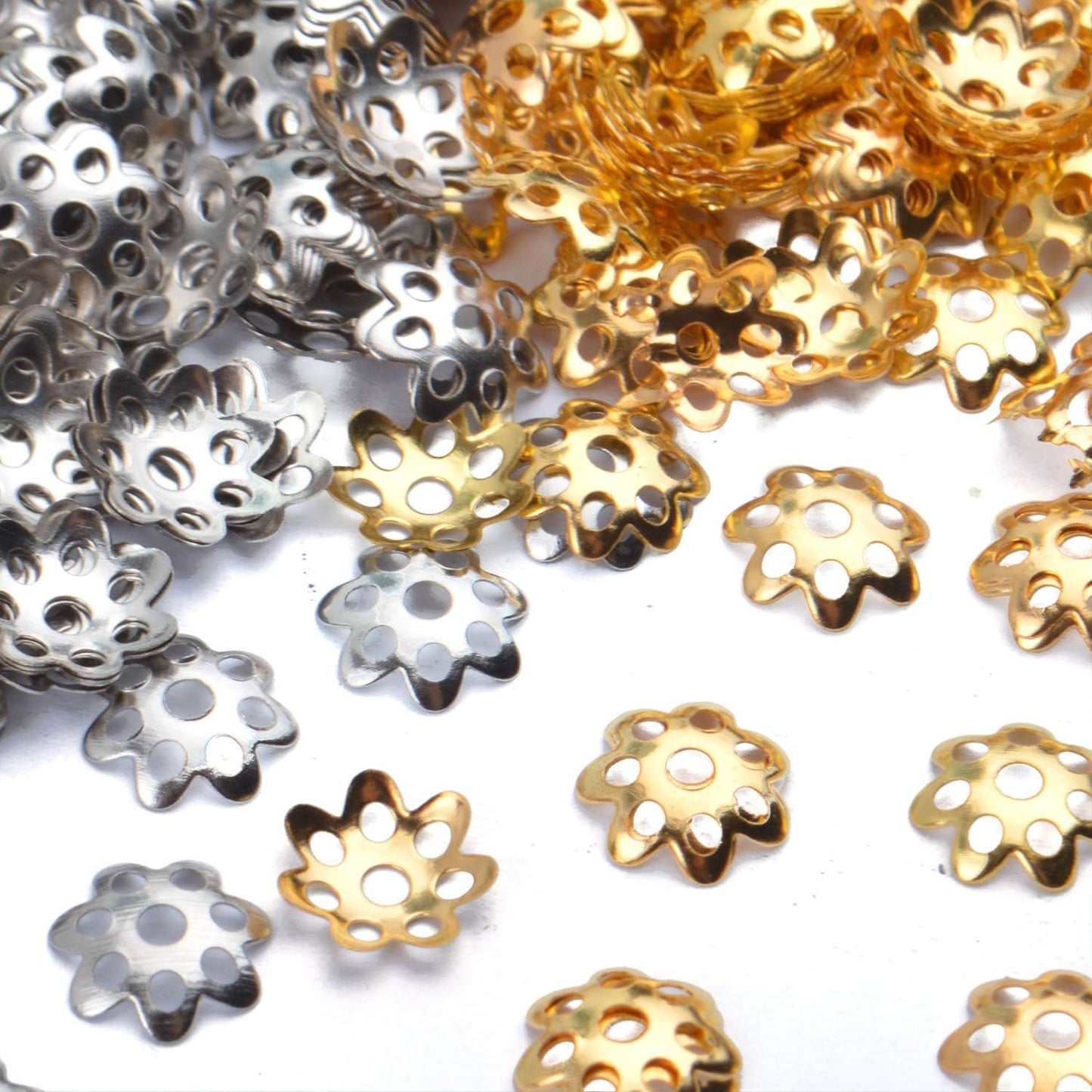 1000pcs 7.5mm Flower Bead Caps Metal Filigree Spacers Bali Style Jewelry Findings Accessories for Bracelet Necklace Jewelry Making