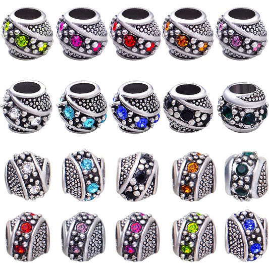 20pcs Rhinestone European Spacer Beads Crystal Rondelle Beads Loose Charm Beads with 5 mm Large Hole for DIY Bracelet Crafts Jewelry Making Handmade Decoration, 10 Colors