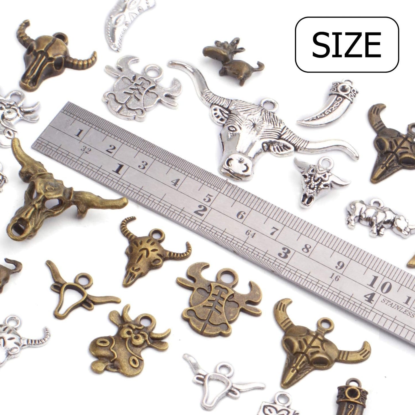 100g (40-60pcs) Mixed Cow Charms Alloy Cattle Pendant Charms Vintage Jewelry Findings for Making Braclet Necklace Crafts