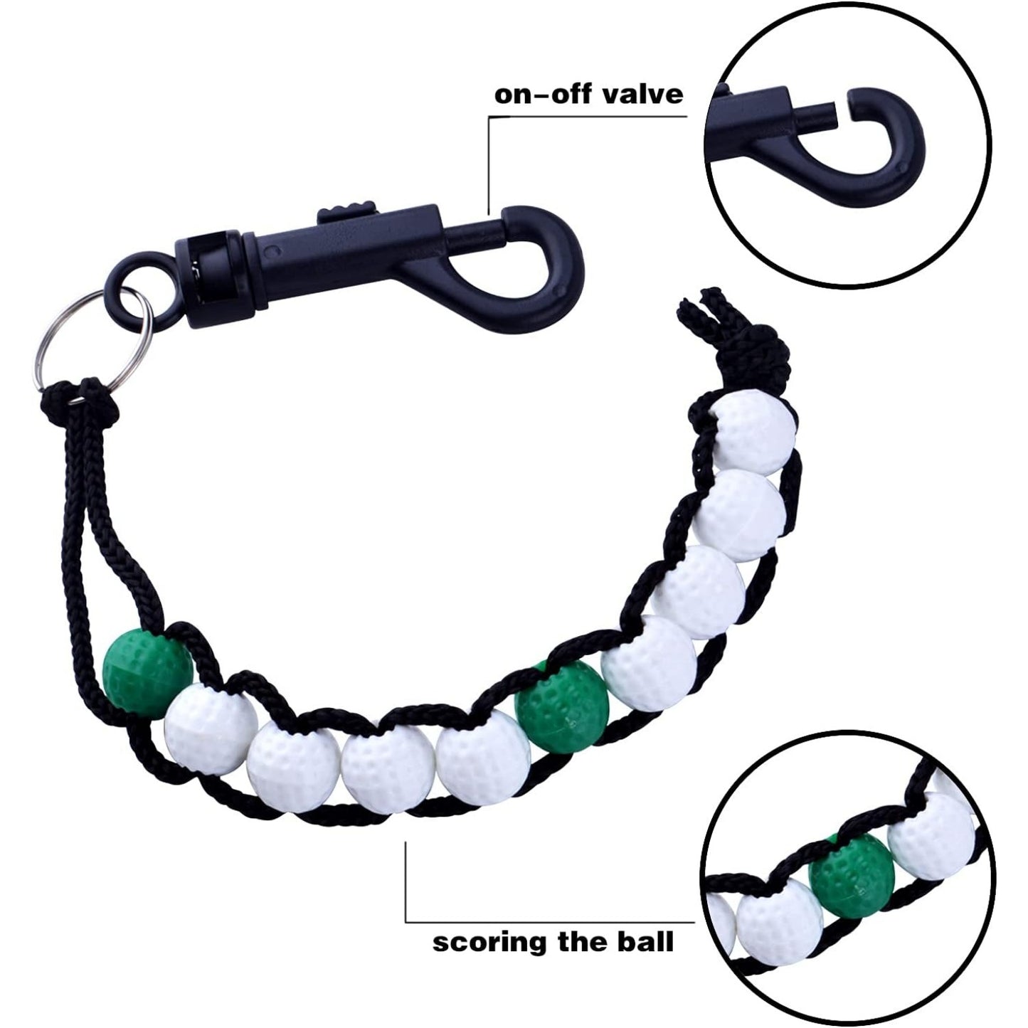 3 Pcs Golf Beads Count Stroke Score Counter Stroke Score Count with Clip