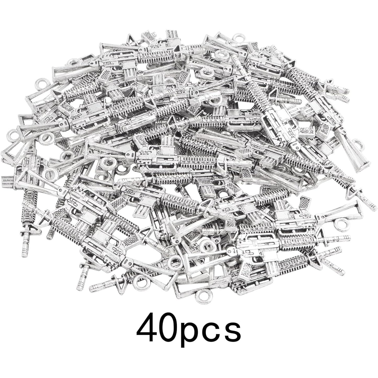 40pcs Antique Silver Sniper Rifle Gun Charms Vintage Tibetan Weapon Pistol Rifle Pendant Charms Handmade Accessories for DIY Bracelet Jewelry Making Craft Supplies