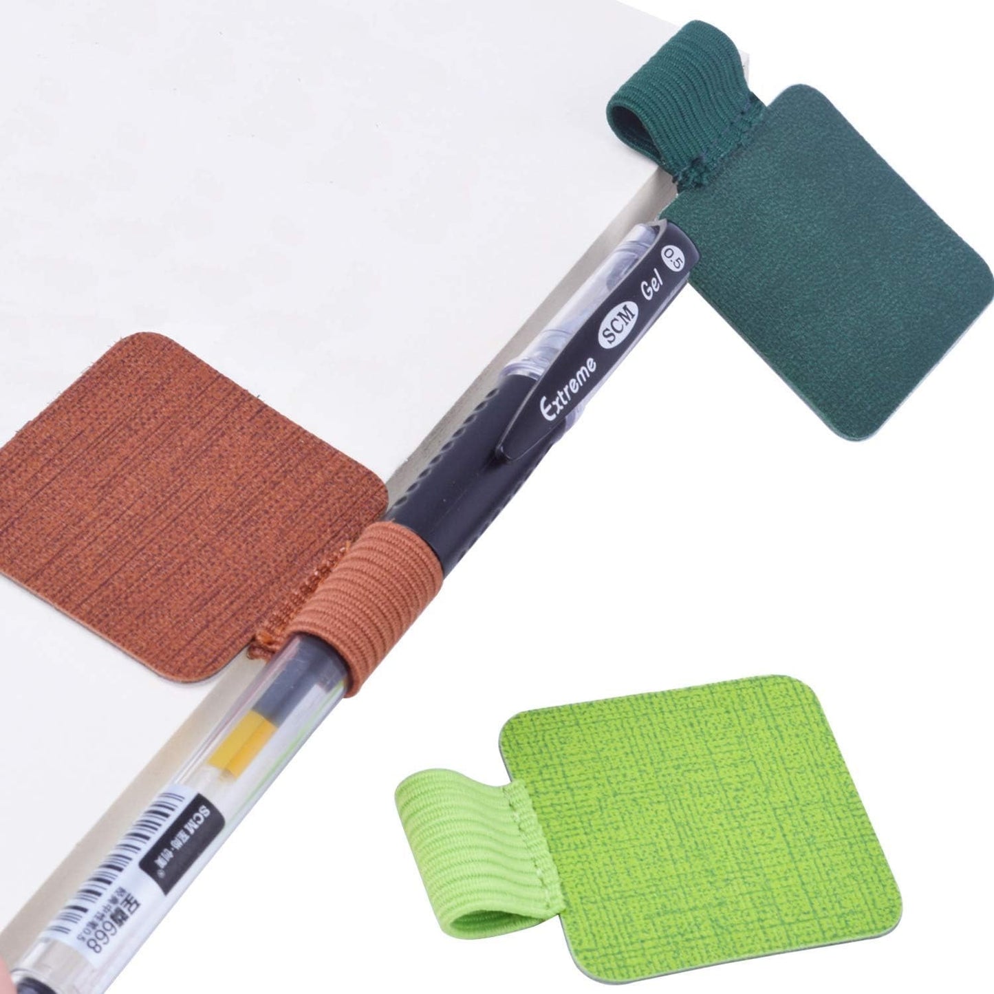 8pcs Self-adhesive Leather Pen Holder with Elastic Loop for Notebooks, Journals,Calendars and Planners(8 Colors)