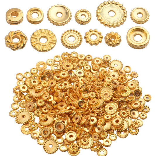 100 Gram(About 170-300pcs) Spacer Beads Jewelry Bead Charm Spacers Alloy Spacer Beads for Jewelry Making DIY Bracelets Necklace and Crafting,Gold