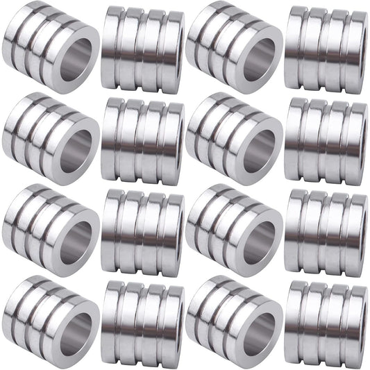 20pcs Stainless Steel Spacer Beads Grooved Column Beads Tube Spacers with 6.4mm Large Hole for DIY European Bracelet Necklace Jewelry Making Accessories