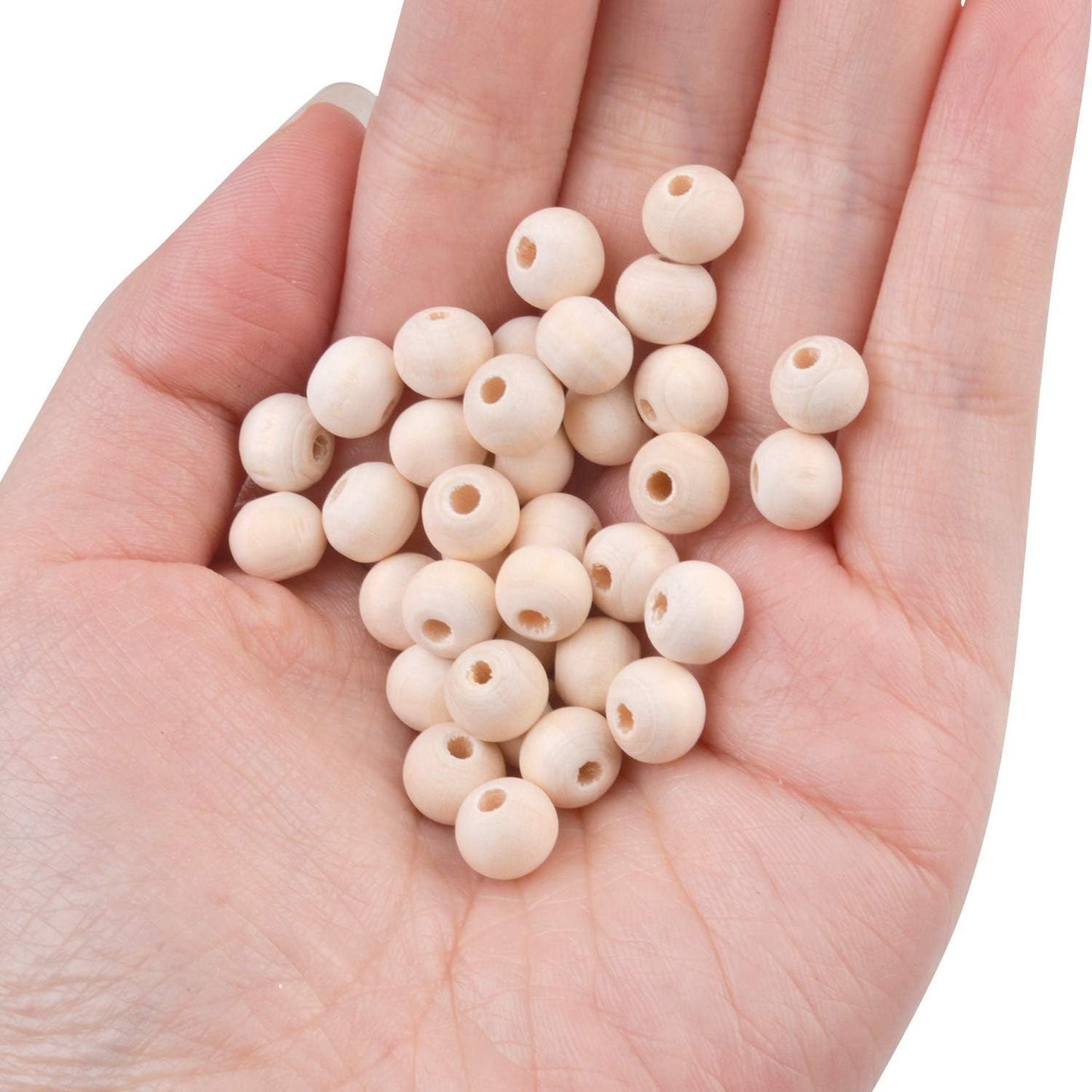 BronaGrand 300pcs 8MM Natural Color Round Ball Wood Spacer Beads Jewelry Findings Charms