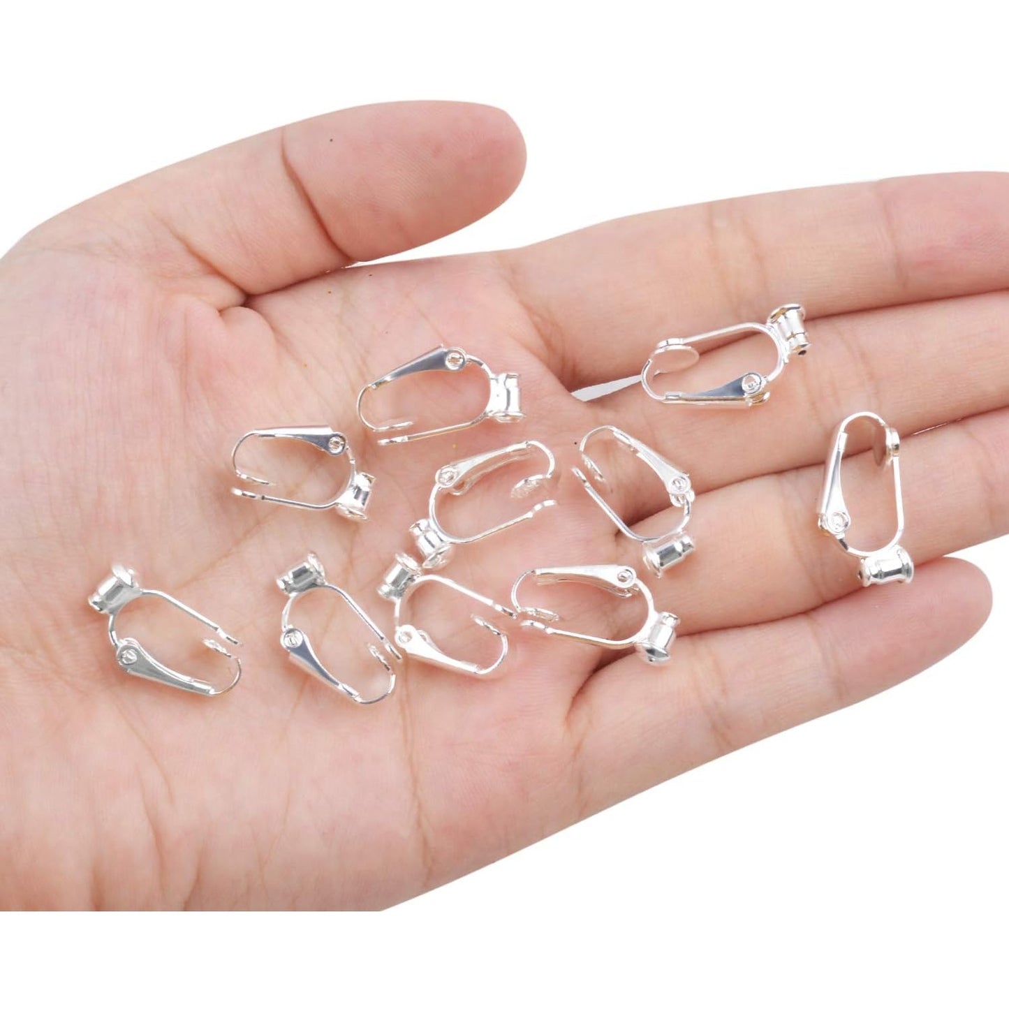 20 Pieces (10 Pairs) Stainless Steel Clip-on Earrings Converter Components with Post for Non-Pierced Ears DIY Earring - Turn Posts Into Clip-Ons