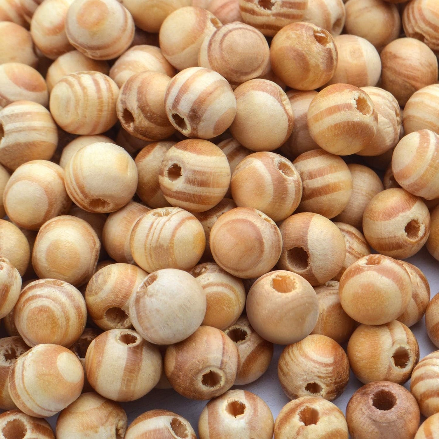 300pcs 8mm Natural Round Wood Beads Unfinished Wooden Beads Loose Wood Spacer Beads for Craft Jewelry Making,3mm Hole
