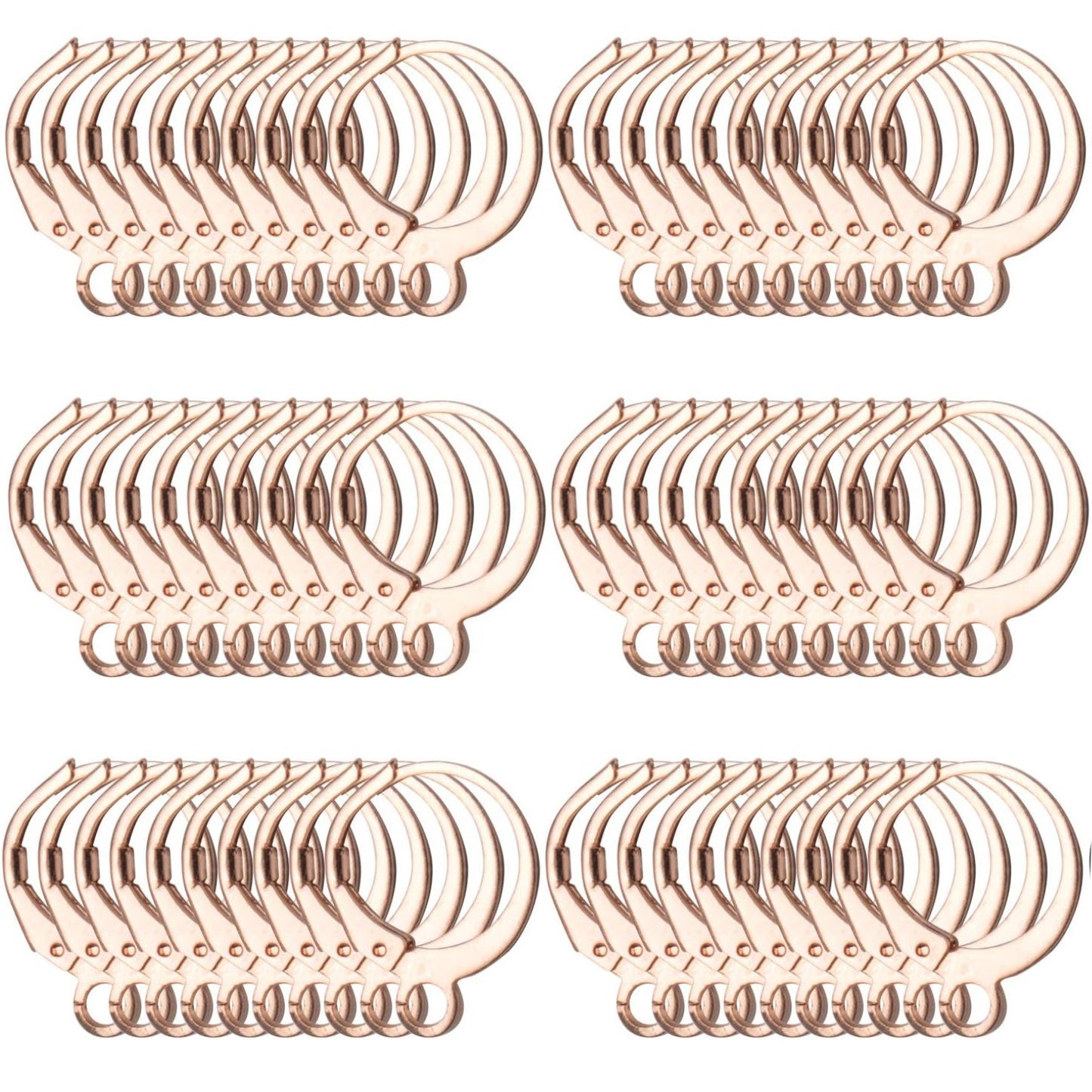 60pcs French Round Earring Hooks Leverback, 30 Pairs, 6 Colors, Simple Design, Polished Finish, Nickel &, Suitable for Jewelry Making & Crafting