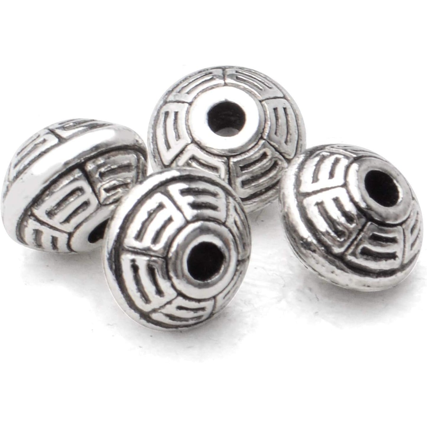 100pcs 8.5mm Tibetan Spacer Beads Bicone Bead Spacer Alloy European Spacers Loose Beads Jewelry Spacer Charms with A Box for DIY Jewelry Making