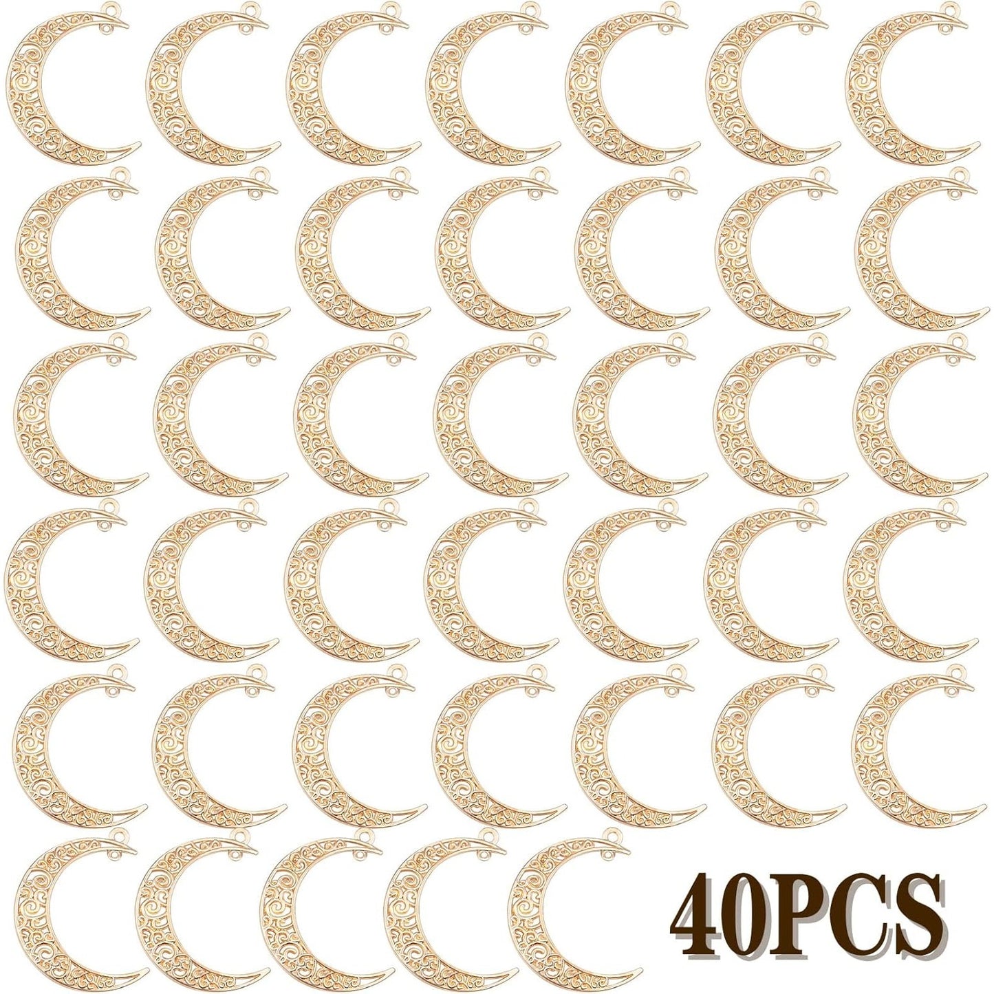 40pcs Hollow Moon Charms Crescent Moon Pendants Celestial Charms Crafts Supplies for DIY Bracelet Necklace Jewelry Making Accessory