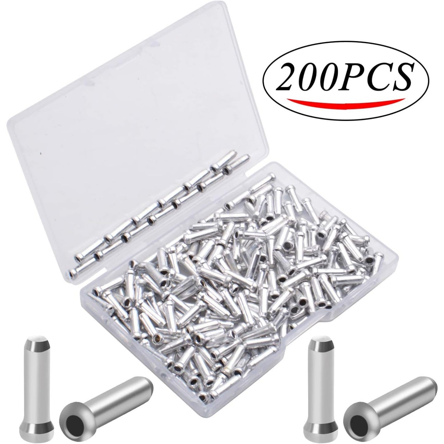 Alloy Road Mountain Bicycle Bike Shift Brake Cable Tips Caps End Tips Crimp Silver Pack of 200 (2mm)