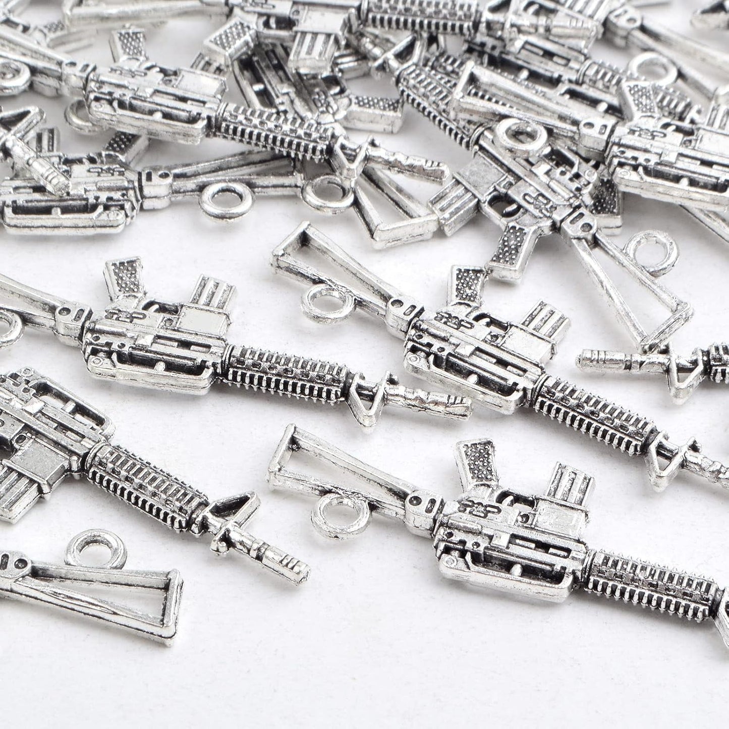 40pcs Antique Silver Sniper Rifle Gun Charms Vintage Tibetan Weapon Pistol Rifle Pendant Charms Handmade Accessories for DIY Bracelet Jewelry Making Craft Supplies