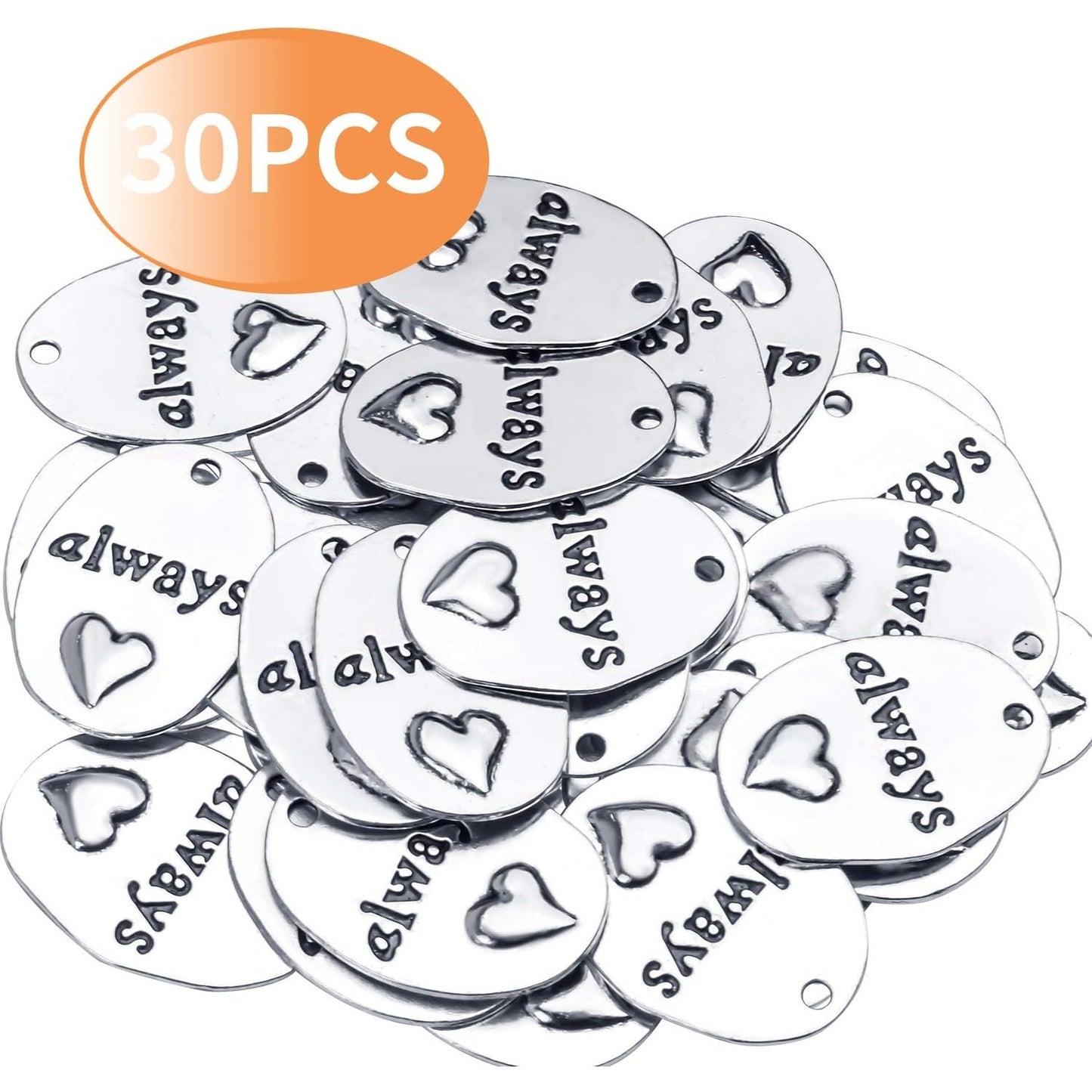 Inspirational Words Charms, 30pcs Lettering Saying Pendants (always) Charms Beads Jewelry Findings for DIY Necklace Bracelet