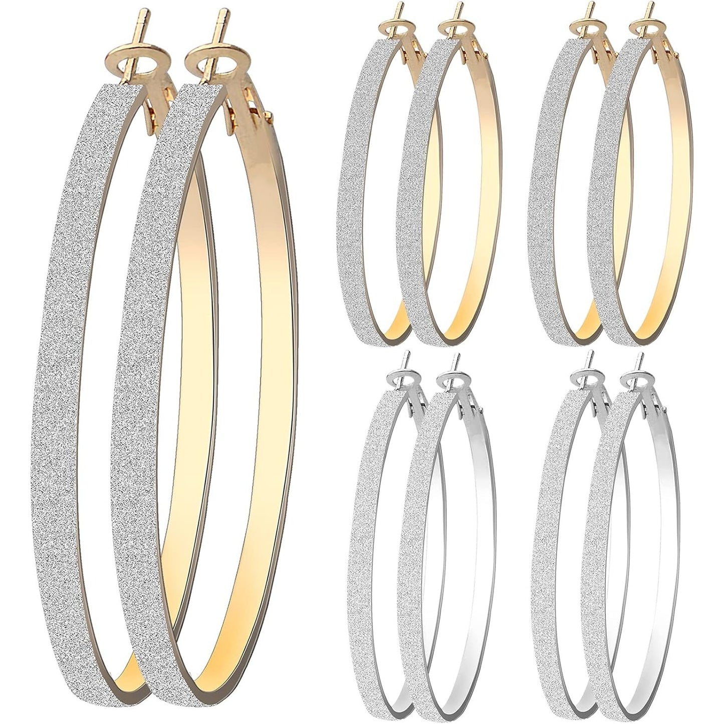 6 Pairs Hoop Earrings Set, Hypoallergenic Big Circle Beading Earrings Classic Christmas Round Hoop Earrings for Women Wedding Party Favor Gifts(Golden, Silver)