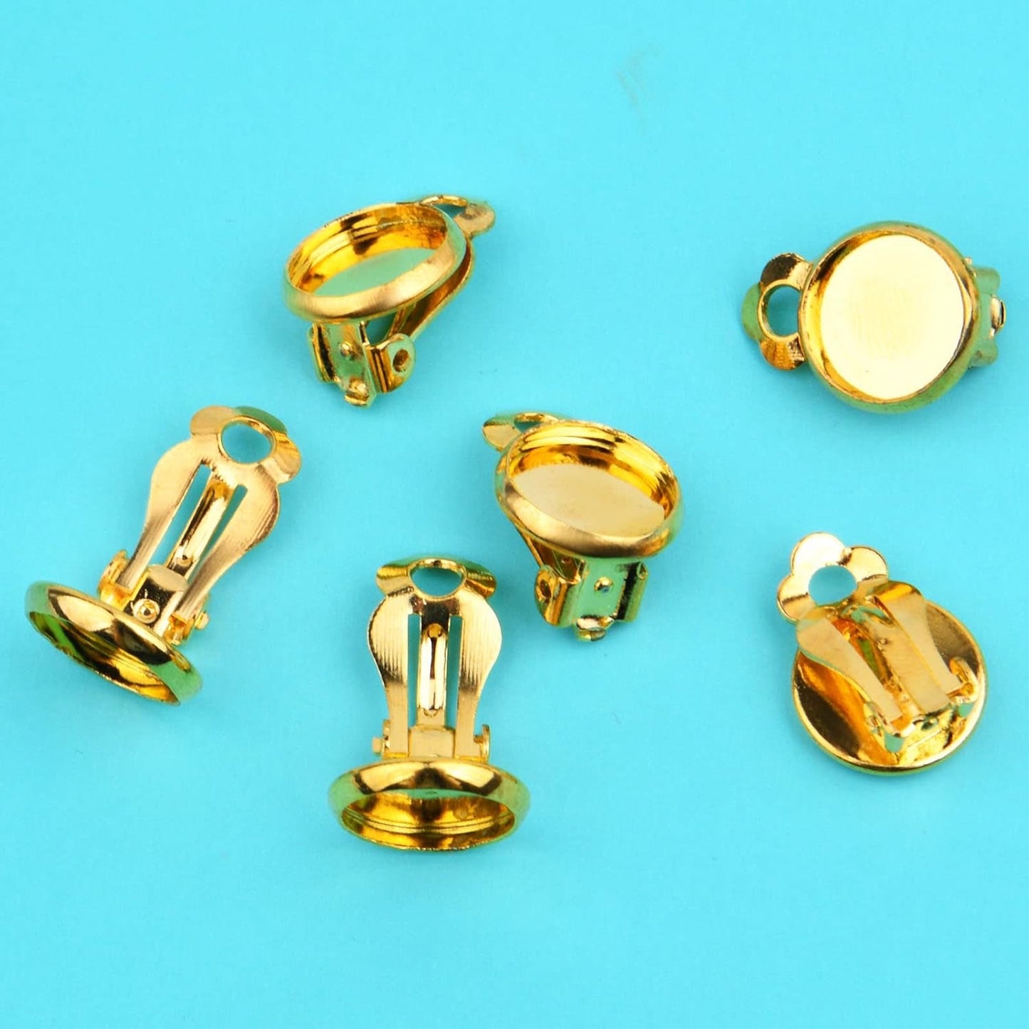 Clip-on Earring Converters, 20pcs (10 Pair) Flat Round Earring Trays 12mm Earring Cabochon Setting Converter for Non Pierced Ears Earring Making - Silver