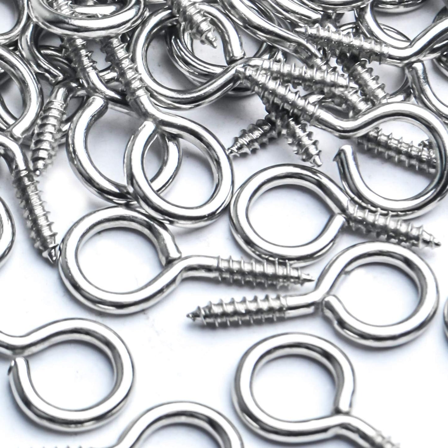 Eye Pin Screws, 100pcs Silver Small Screws Eyes Metal Eye Hooks Screws Eyes Lag Thread Eyebolt Small Eye Pin Screws for DIY Crafts Jewelry Findings Arts Projects, 22x11mm