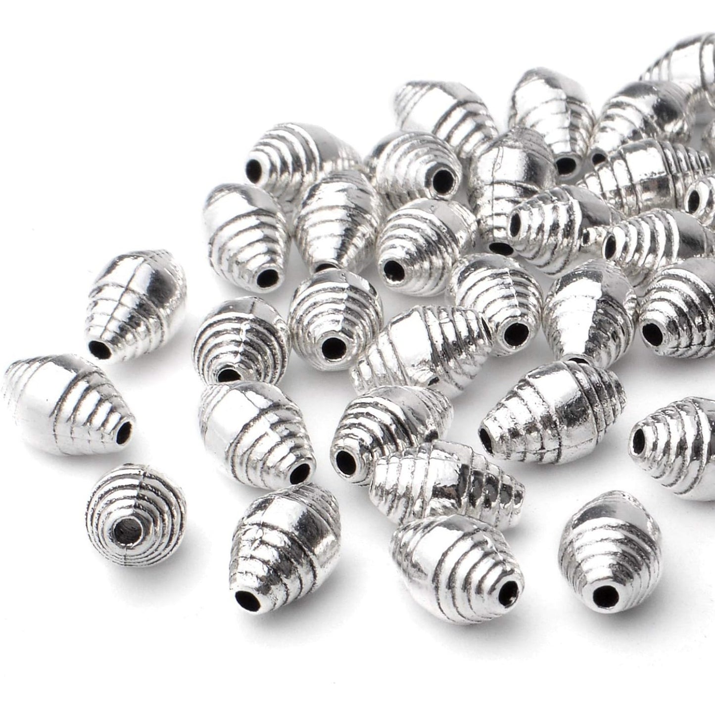 50pcs Tibetan Antique Silver Spacers Beads Alloy Bicone Spacer Beads Jewelry Beads Spacers Charms with A Box for Bracelet Necklace DIY Jewelry Making