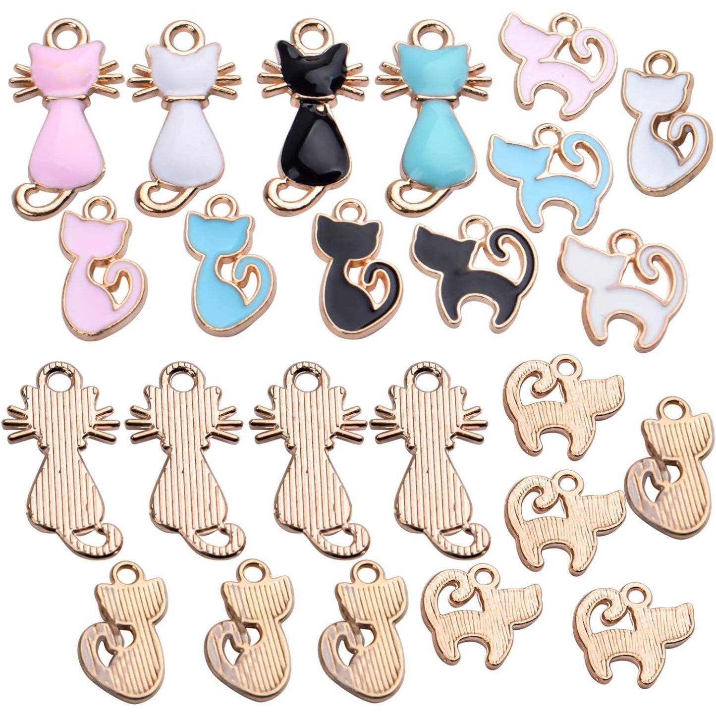 36pcs Enamel Cat Charm Pendant Cute Charms for DIY Jewelry Making Necklace Bracelet Earring,3 Styles