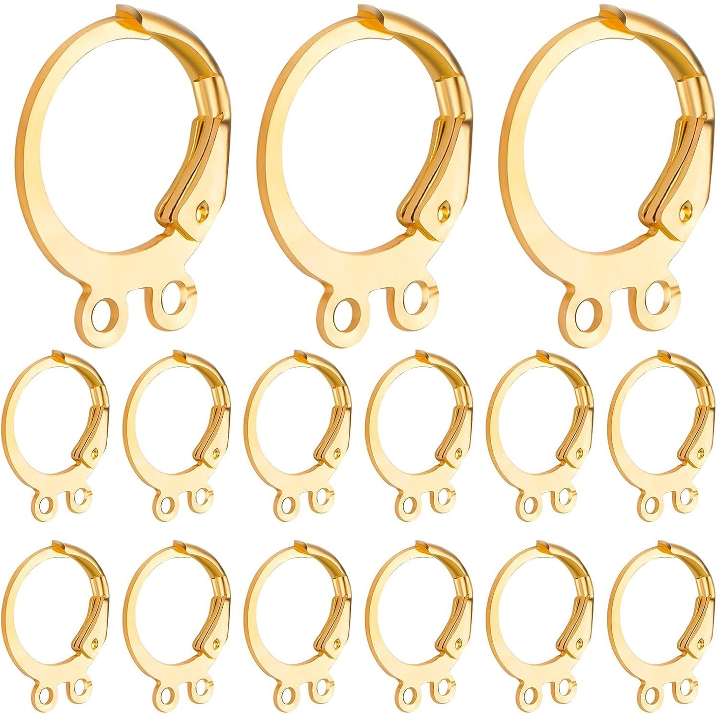 50pcs Hypoallergenic Round Earring Hooks Alloy Lever Back Earrings French Hook Dangle Ear Wire with Double Open Loops for DIY Earring Designs Jewelry Making, Silver