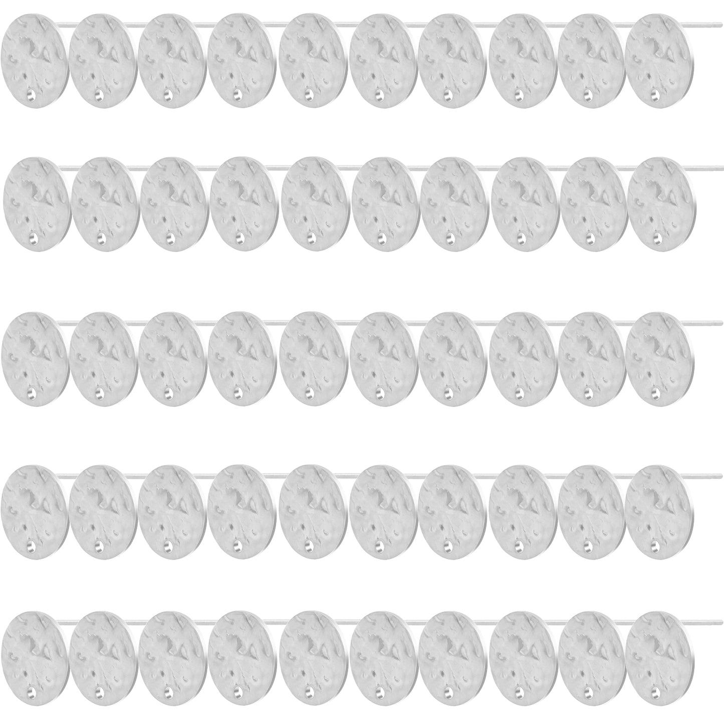 50pcs 12 mm Wavy Pattern Blank Flat Round Stud Earring Findings Stainless Steel Earring Posts with Loop and 50pcs Clear Silicone Earring Backs for DIY Jewelry Making, 2 Colors