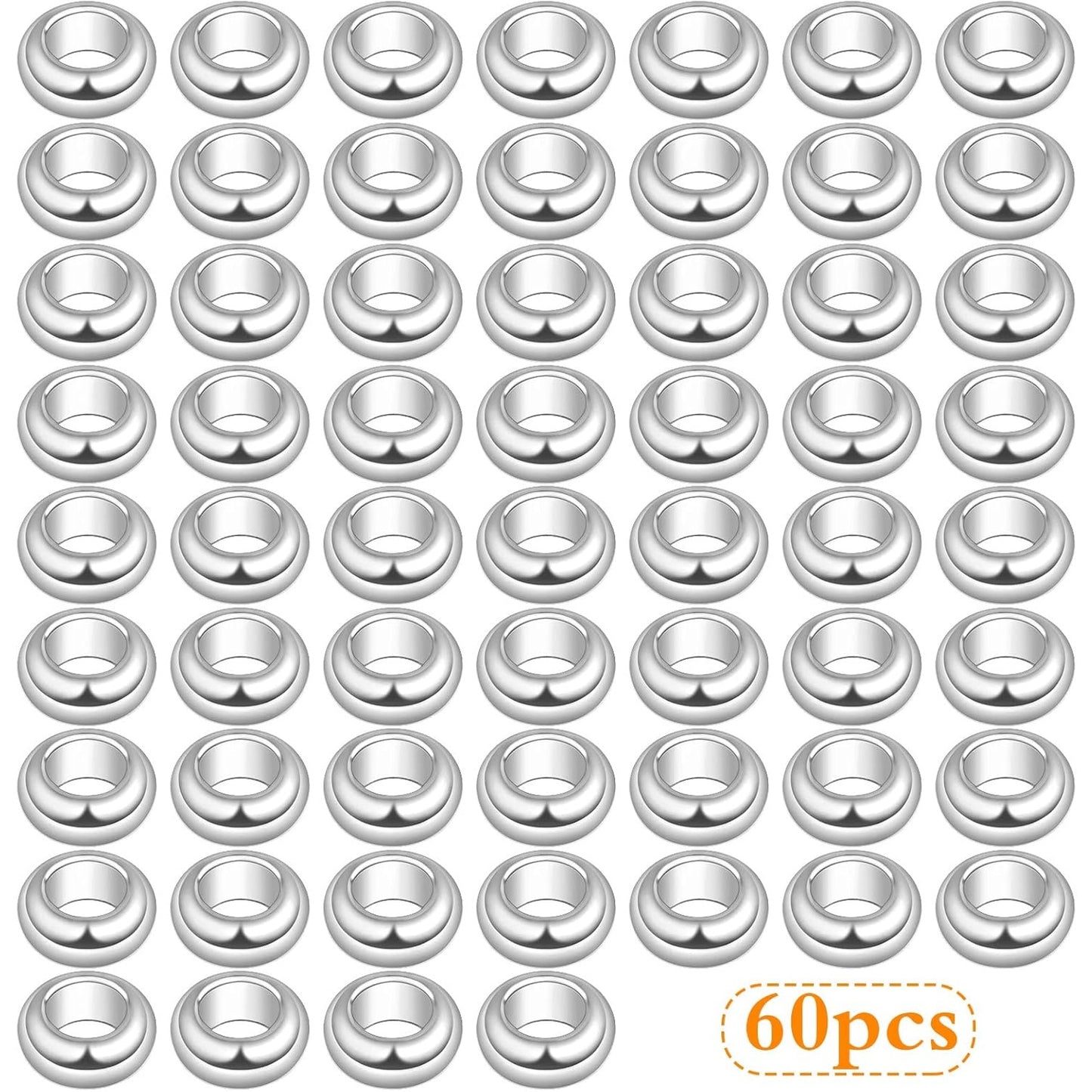 60pcs Rondelle Large Hole Spacer Beads Tibetan European Spacer Loose Hole Metal Beads for Necklace Bracelet Jewelry Making,10×6×5mm