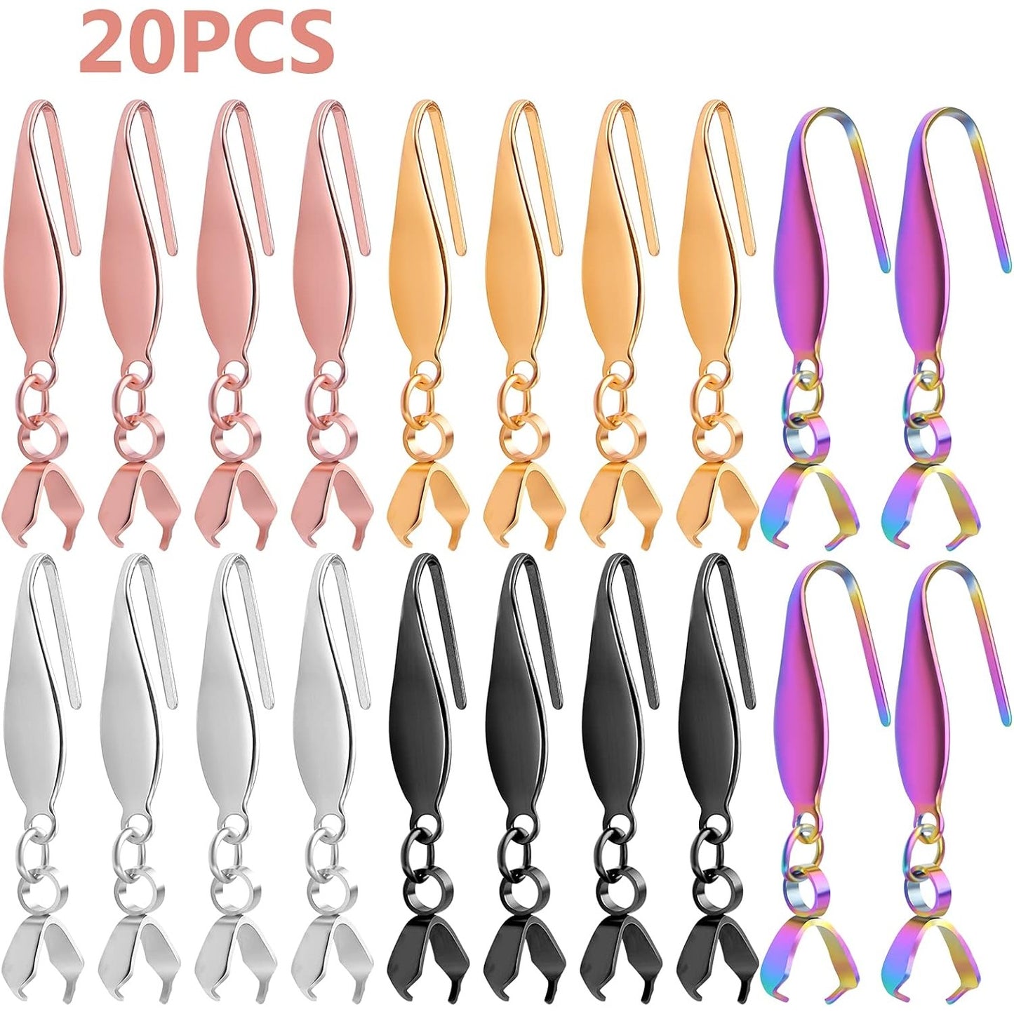 20pcs Stainless Steel Earring Hooks Hypoallergenic Ear Wire Buckle Pendant Clasp Earrings Fish Hooks for Women Dangle Earrings Jewelry Making Accessories, 5 Colors