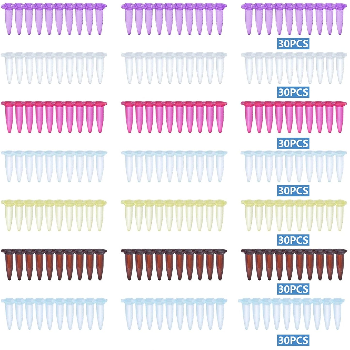 210pcs 0.5ml Centrifuge Tubes Plastic Graduated Polypropylene Microcentrifuge Vials Tubes Mirco Test Tubes with Snap Cap for Sample Storage Container No-Leak, 7 Colors