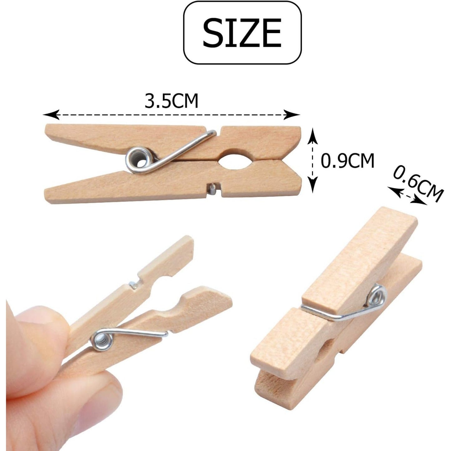 BronaGrand 100pcs Mini Wooden Utility Paper Clip,Clothespins Clip,Photo Clips