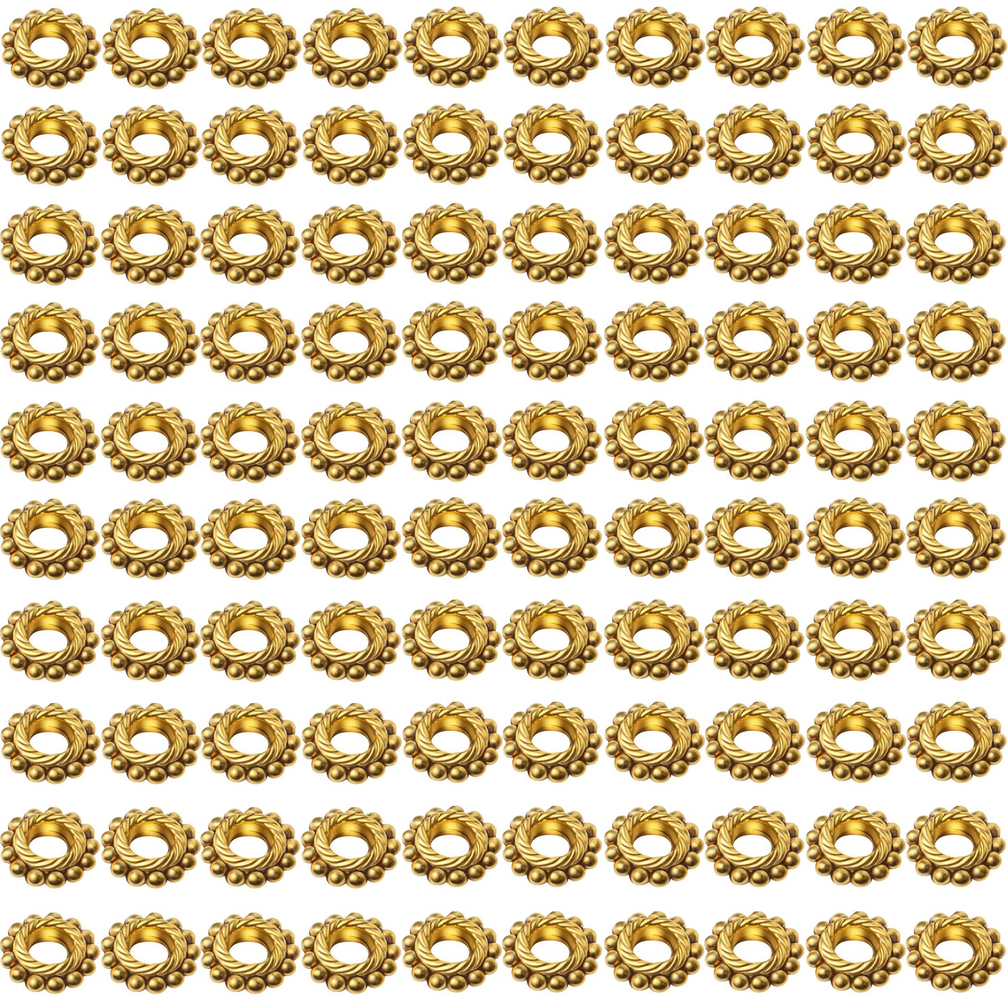100pcs Alloy 8mm Spacer Beads - Jewelry Spacer Beads with A Box for DIY Bracelet Making (Antique Silver and Antique Gold)