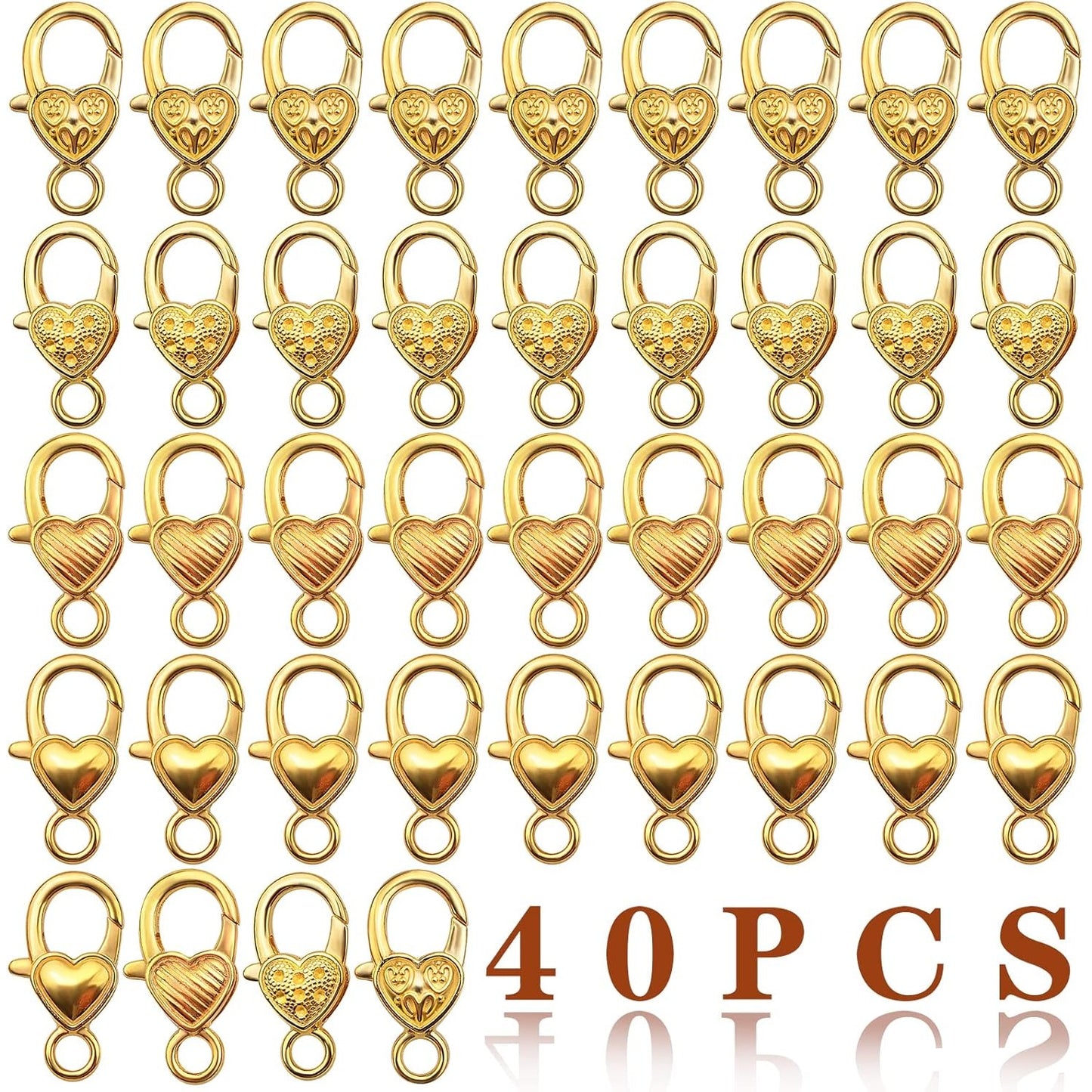 Lobster Claw Clasp,40pcs 26x14mm Heart Lobster Claw Clasps Tibetan Jewellery Lobster Clasps Craft DIY Accessories for Jewelry Necklaces Bracelet,4 Styles