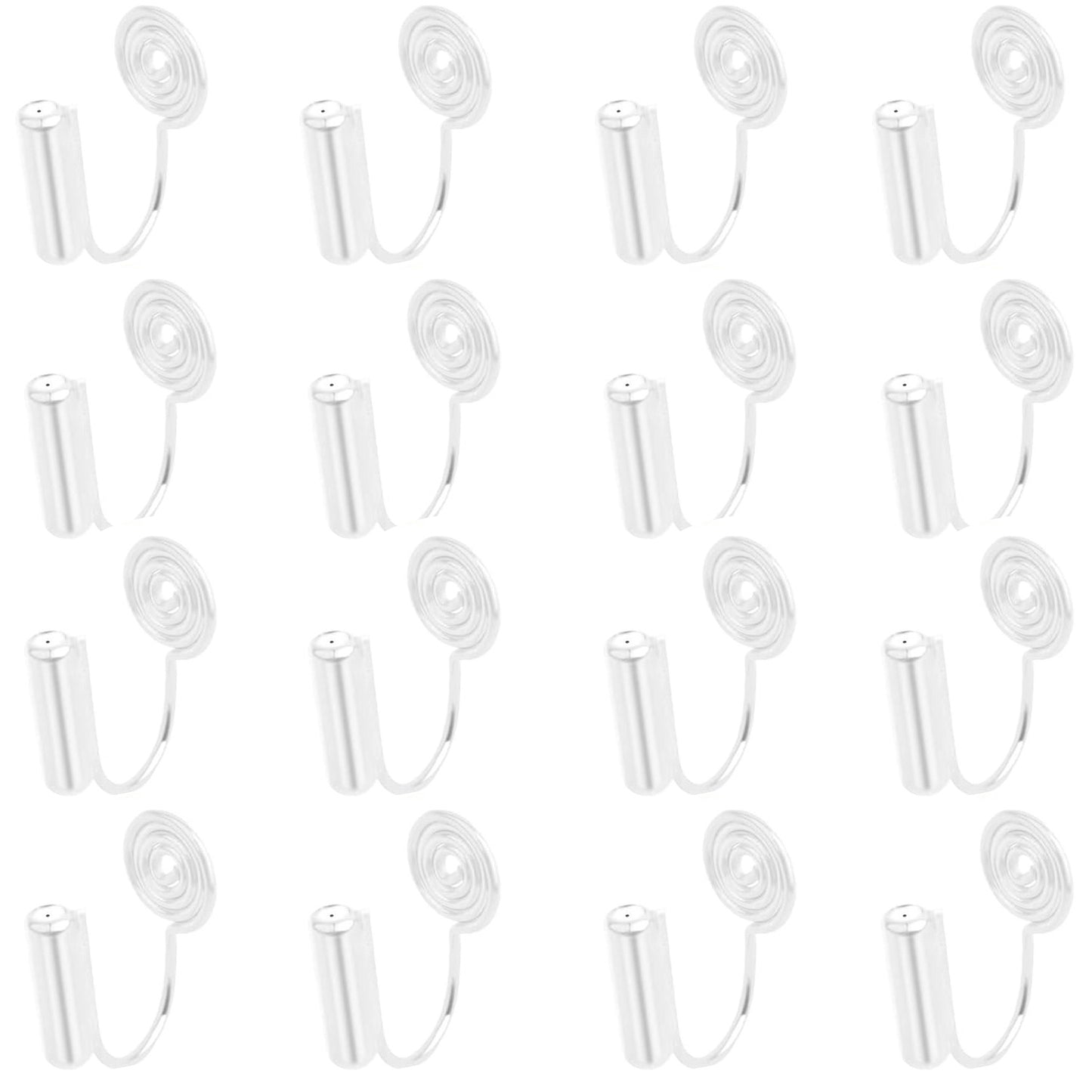 16pcs Mosquito Incense Shape Earring Clips with Post Brass Clip-on Earring Converters Components and 16pcs Painless Earring Pads for Non-Pierced Ears DIY Jewelry Making, 4 Colors