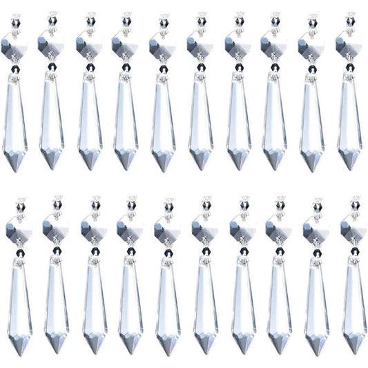 20pcs 38mm Replacement Clear Chandelier Icicle Crystal Prisms Octogan Crystal Bead for Lamp Decoration