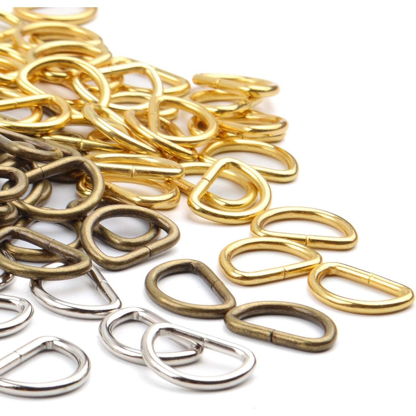 120 Pieces 1/2inch Metal D Ring Buckles D-Ring Loop for Handbag Purse Clothes DIY Accessories,3 Colors