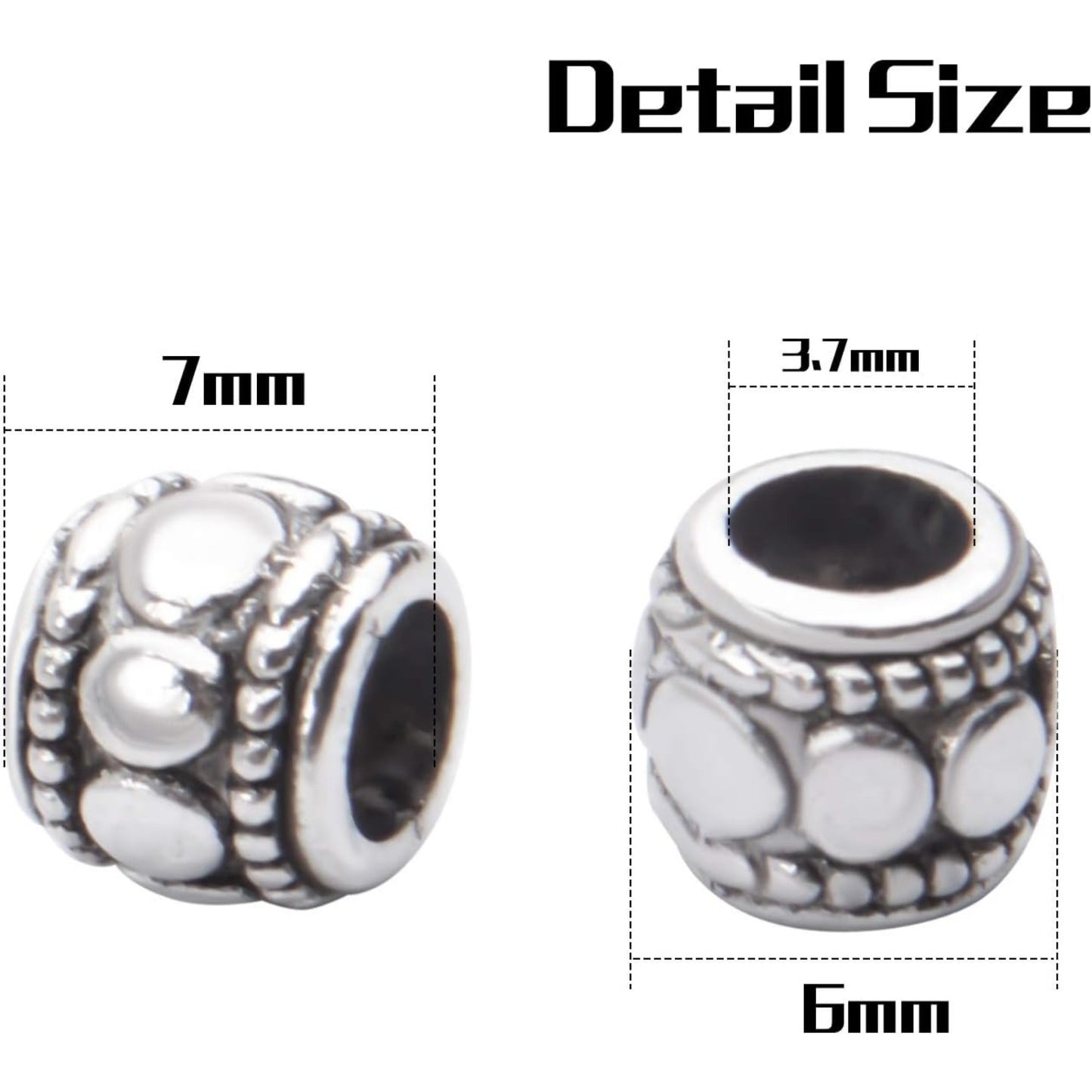 100pcs Tibetan Silver Spacer Beads Large Hole Beads Charms Hollow Tube Bead for DIY Necklace Bracelets