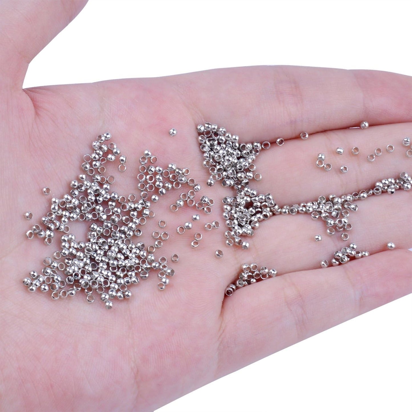 Pack of 1000 Tiny Metal Crimp Spacer Stopper Beads 2mm for Jewelry Making (Silver)